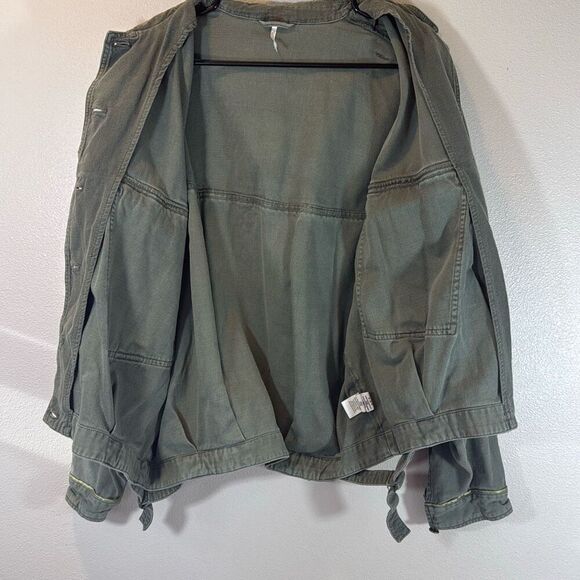 Free People Moss Green Military Oversized Button Front Jacket Women's Small - Picture 6 of 12